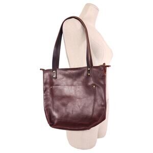 Portland Leather Tote Bag Zippered Coldbrew Brown Small